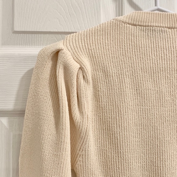 Zara Beige Balloon Sleeve Knit Crop Sweater - Picture 9 of 15